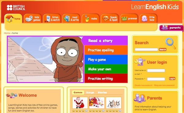 Strona internetowa Learn English Kids